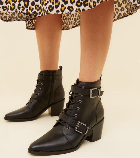 women's lace up buckle boots