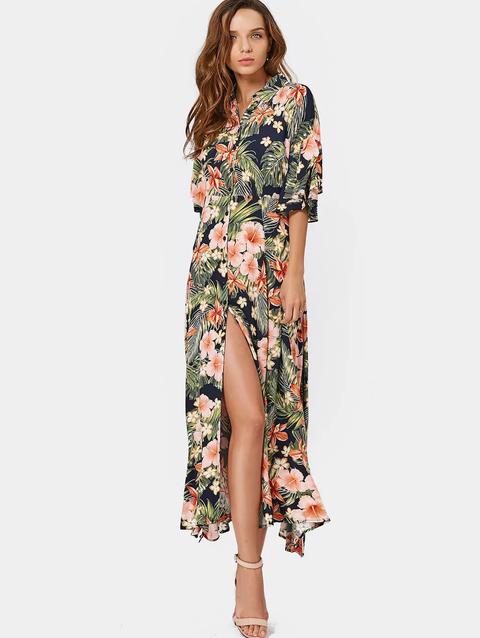 Vestito Tropicale Maxi In Fiocco