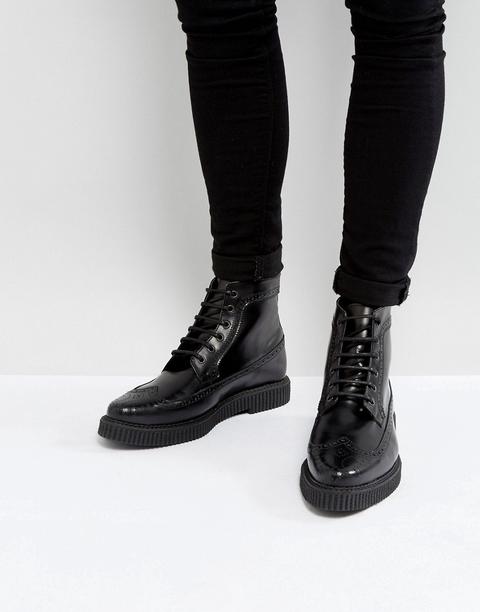 Botas Oxford Con Suelo Estilo Creeper En Cuero Negro De Asos