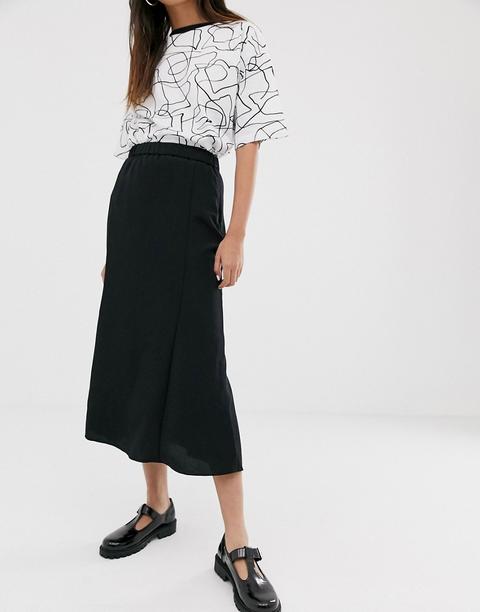 Falda Midi En Negro De Monki