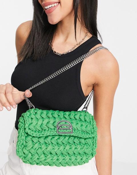 Asos Design - Sac Porté Épaule Réglable En Maille Avec Finitions En Métal - Vert