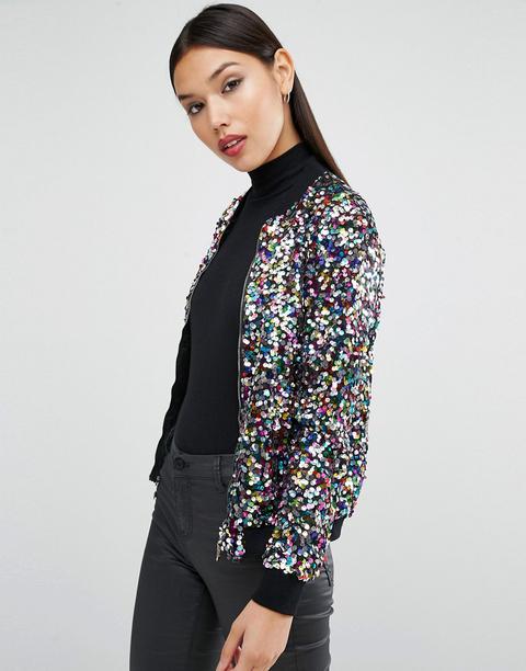 Cazadora Bomber De Lentejuelas De Boohoo