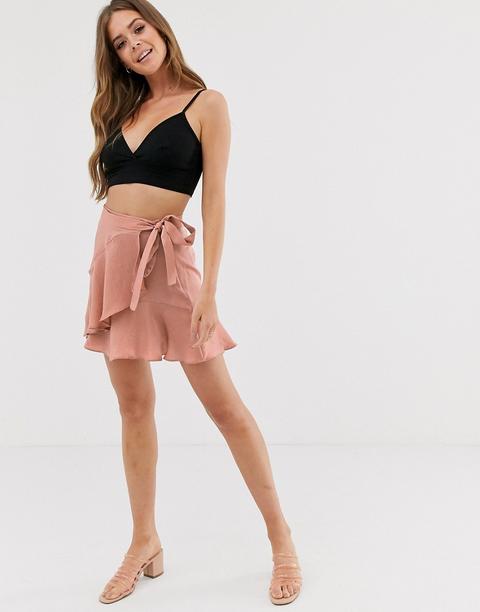 Pink mini wrap skirt sale