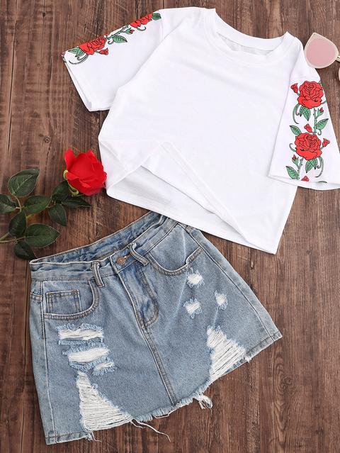 Rose Print Tee