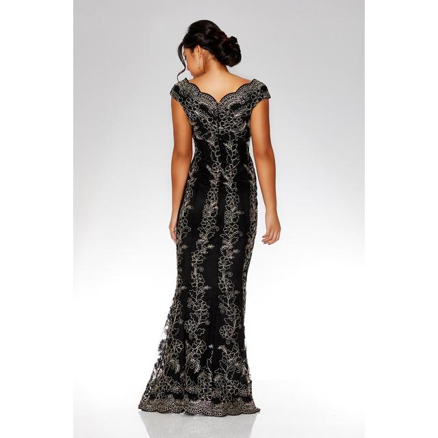 quiz black and gold maxi dress