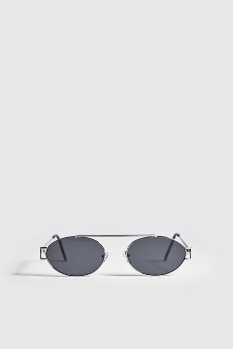 Black Lens Round Metal Frame Sunglasses