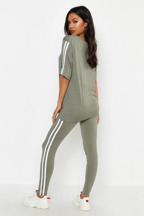 Womens Short Sleeve Side Stripe Lounge 