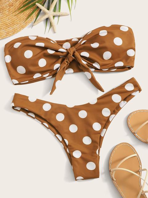 Set De Bikini Bandeau De Lunares