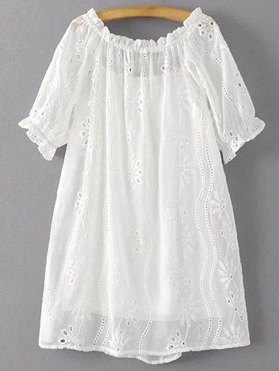 White Hollow Short Sleeve Dress And Cami Dress Twinset