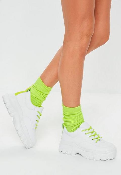 Neon Yellow Detail Chunky Hiking Trainers, Yellow