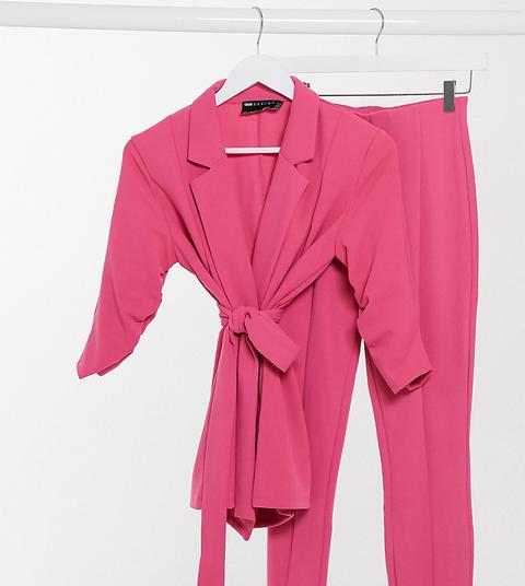 Asos Design Petite - Blazer De Tailleur Noué En Jersey - Magenta-rose