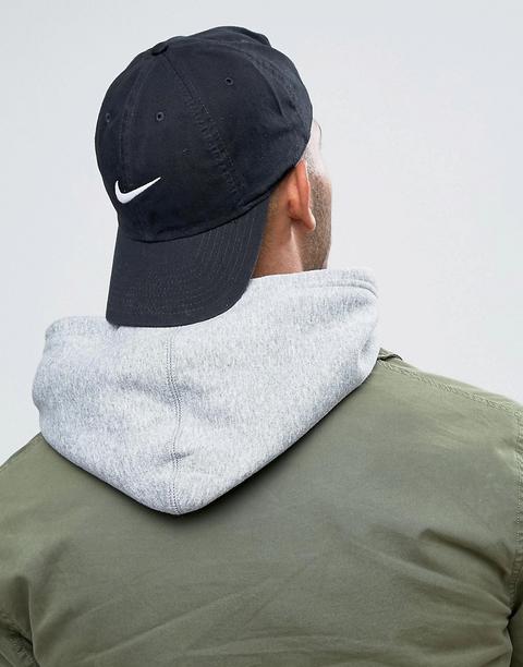 Nike Embroidered Swoosh Cap In Black 