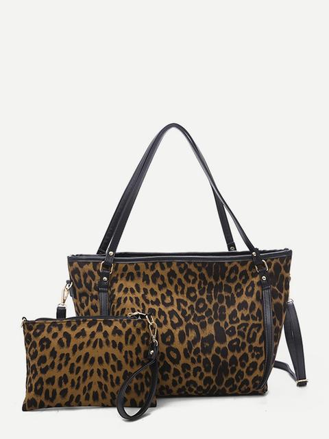 Borsa A Tracolla Modello Leopardo Con Pochette