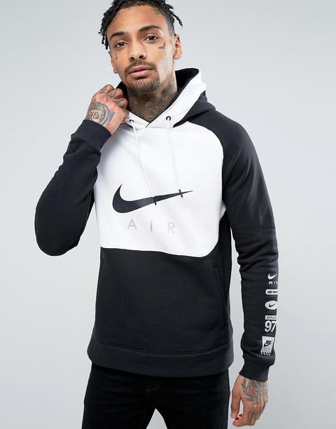 Nike Air Pull Over Hoodie With Sleeve Print In Black 832216-010 - Nero