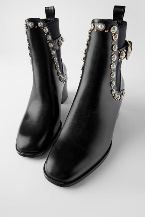 zara black boots with studs