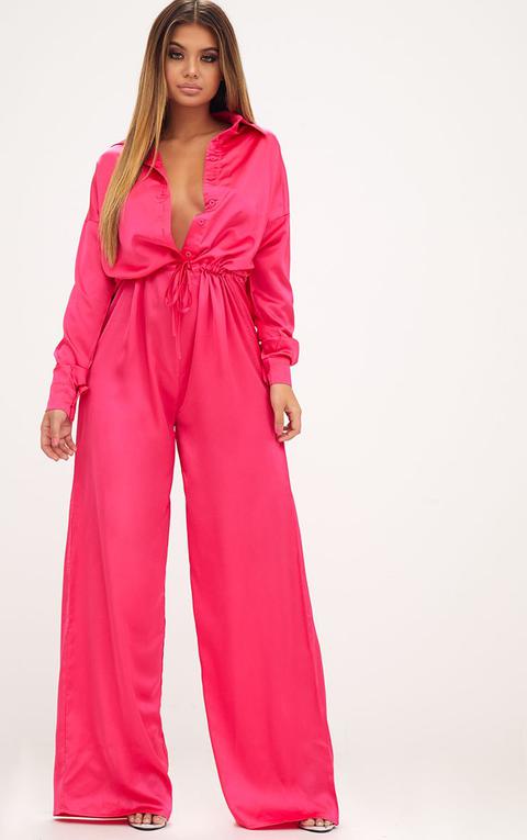 pretty little thing satin jumpsuit