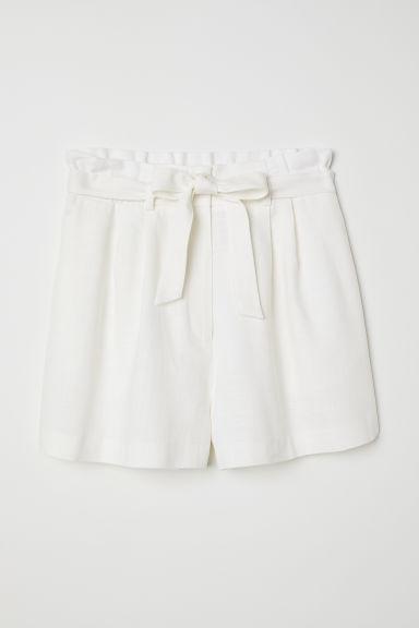 H & M - Shorts Con Vita A Sacchetto - Bianco