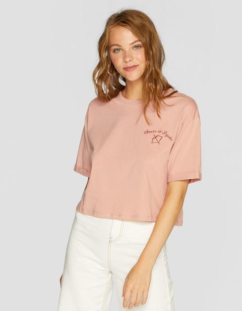 Maglietta Cropped Flock Rosa Carne