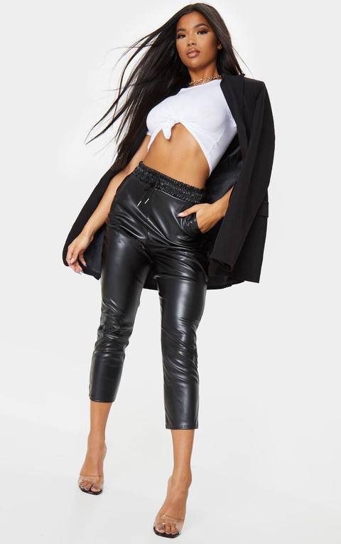 Black Faux Leather Crop Skinny Trousers