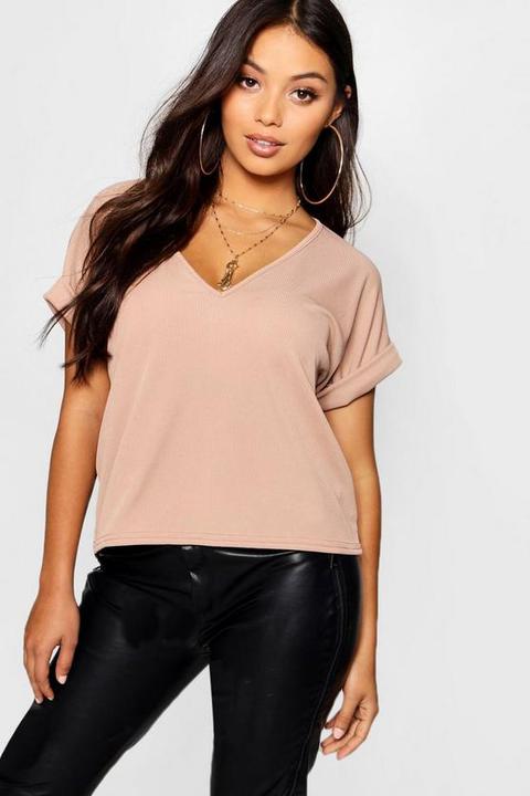 Petite Oversized Ribbed T-shirt