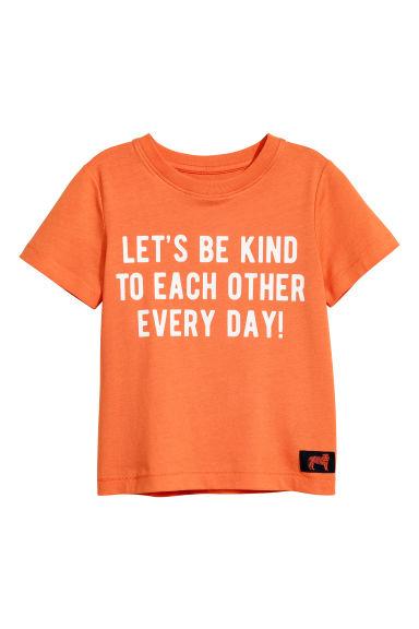 H & M - T-shirt Con Stampa - Arancione