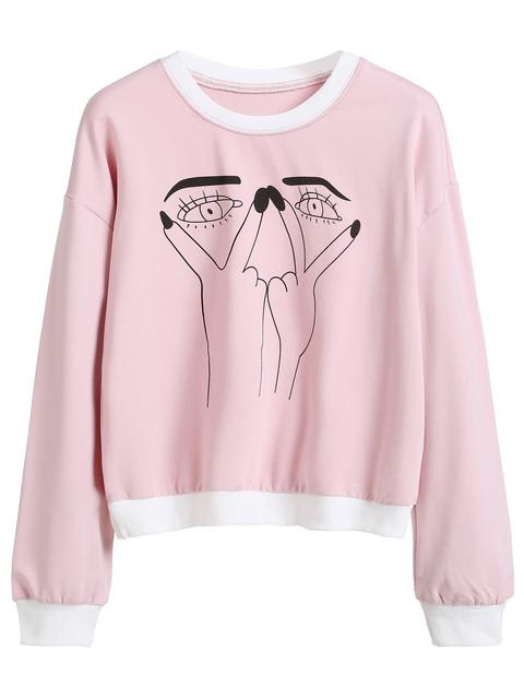 love gesture print crop hoodie