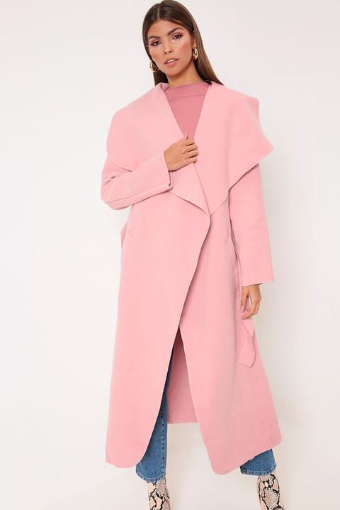 Dusky Pink Oversized Waterfall Duster Coat