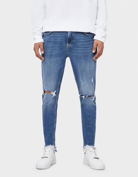 Jeans Skinny Fit Con Strappi