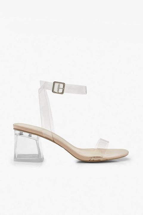 clear strap heels low