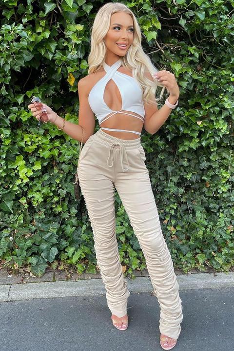 Curves And Chill Stacked Pant - Taupe