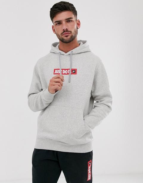 Sudadera Con Capucha Y Logo En Gris Just Do It De Nike