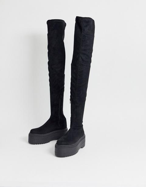 asos design katie chunky over the knee boots in black