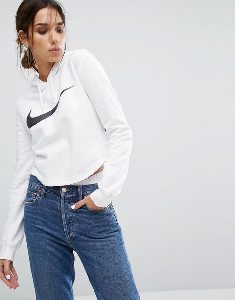 Nike - Felpa Corta Bianca Con Cappuccio - Bianco