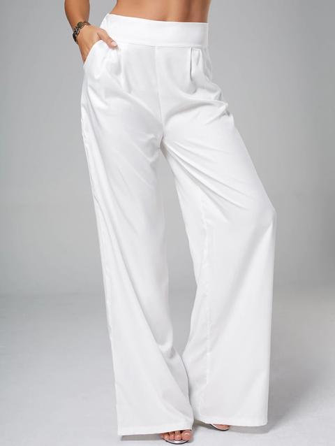 High Rise Long Palazzo Pants