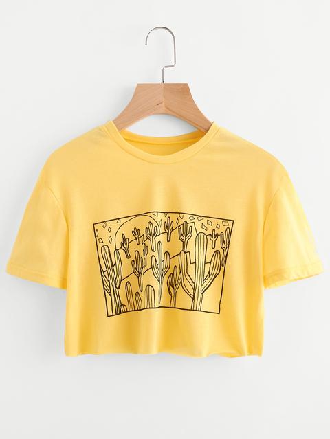 T-shirt Crop Con Disegno