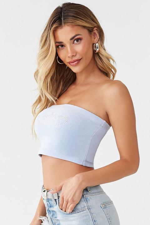 forever 21 blue crop top