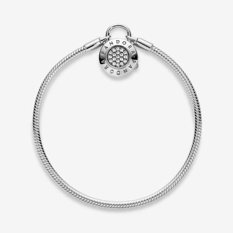 Pandora Moments Pavé Padlock Clasp Snake Chain Bracelet - Sterling Silver / Clear from Pandora on 21 Buttons Pandora Moments Pavé Padlock Clasp Snake Chain Bracelet - Sterling Silver / Clear from Pandora on 21 Buttons