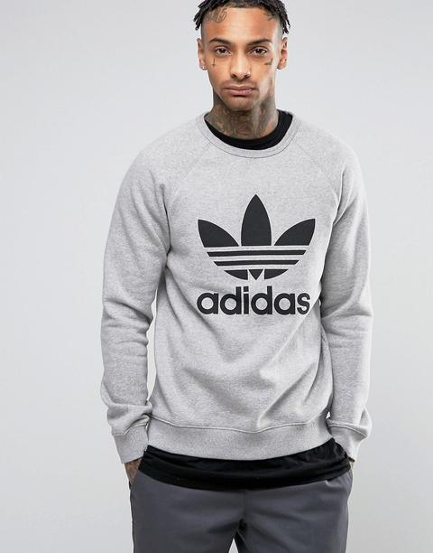 Adidas Originals - Felpa Girocollo Con Logo A Trifoglio Grigia Bk5866 - Grigio