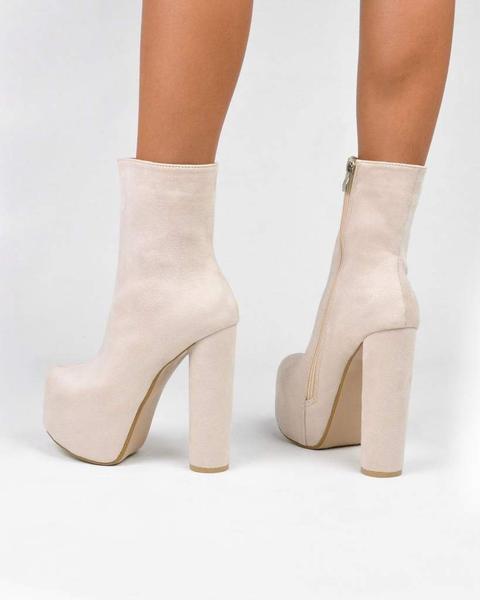 Ariel - Nude Block Heel Boots