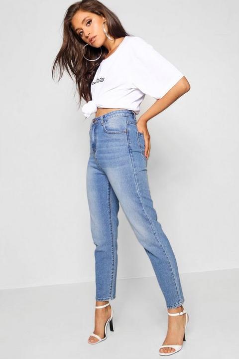 Womens High Waist Mom Jeans - Blue - 8, Blue