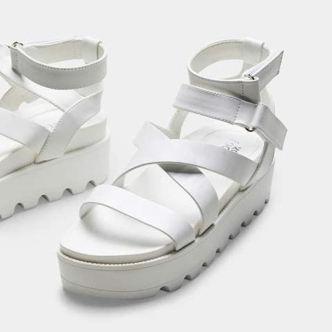 white chunky flatform sandals