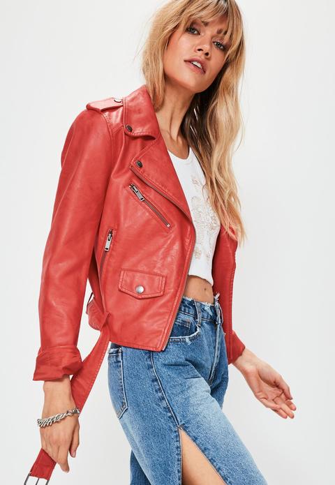 Red Ultimate Faux Leather Biker Jacket