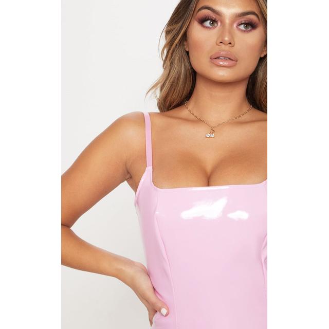 pink pu bodycon dress