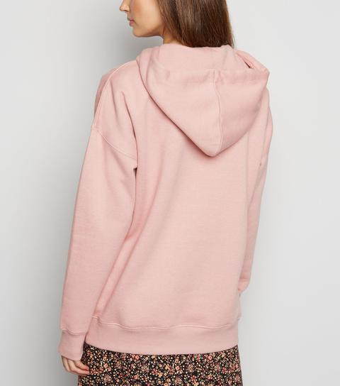 Mid Pink Long Sleeve Jersey Hoodie New Look