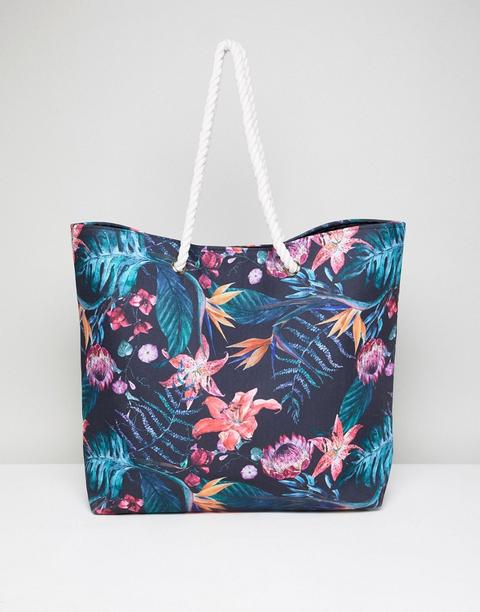 South Beach - Borsa Da Spiaggia A Fiori Tropicali - Multicolore