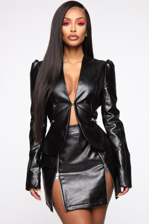 fashion nova black leather jacket