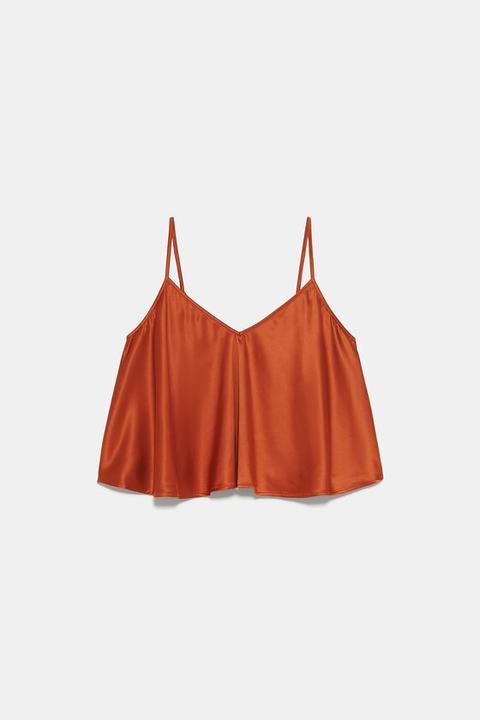 Satiniertes Oberteil In Lingerie-optik