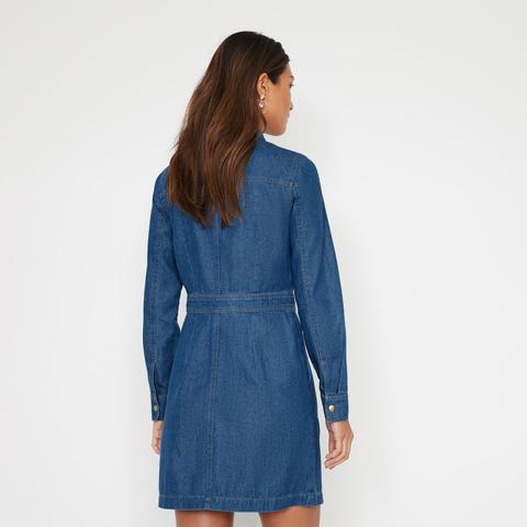 warehouse snap front pocket denim dress