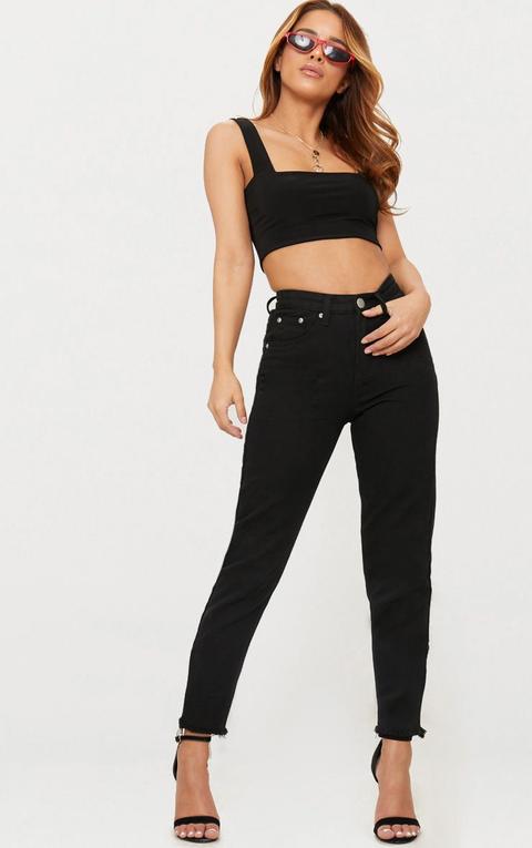 petite black straight leg jeans