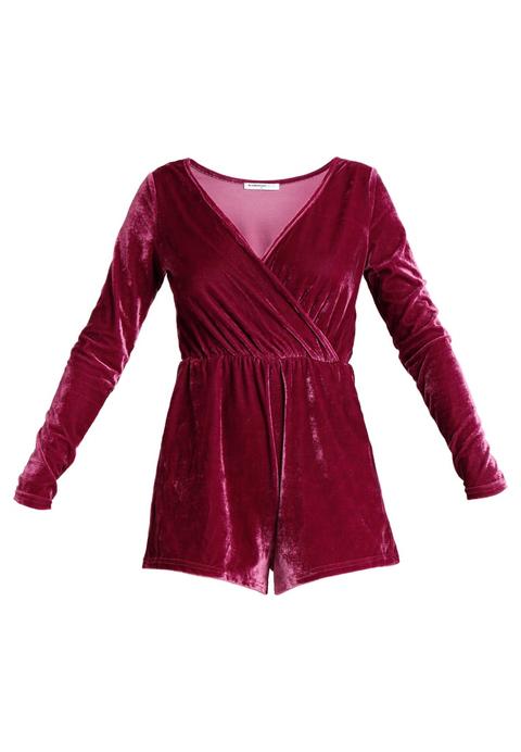 Glamorous Petite Metallic Playsuit Tuta Jumpsuit Burgundy